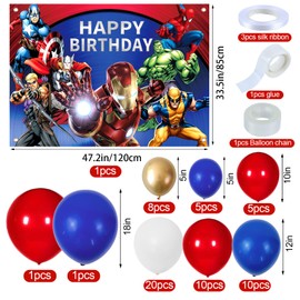 Superhero Party Accessories, Superhero Birthday Background, Superhero Party Set, Superhero Decoration Children's Birthday Set, Balloons Decoration, Superhero for Children's Birthday Party