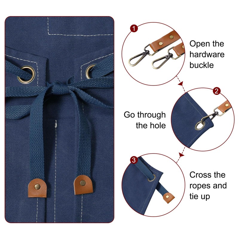 sourcing map Canvas Chef Aprons 75x69cm Adjustable Strap Cross Back