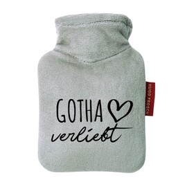 Huuraa Taschenwärmer Gotha verliebt Geschenk 0,2 Liter Grey Mini Veloursbezug Gotha Geschenkidee