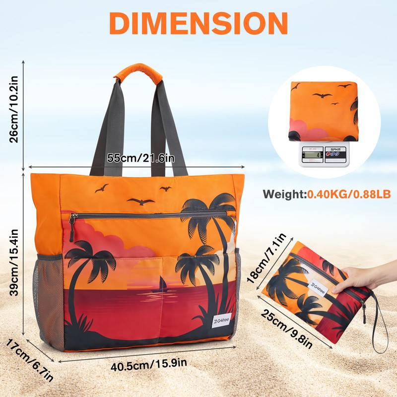G4Free Large Beach Bag for Women Waterproof Sandproof Beach Tote