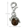 Lucky 3D Elephant & Honey Amber Orb Sterling Silver Clip-On