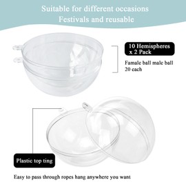 TEMOGU 20 Pcs Christmas Clear Fillable Ornaments Ball, 3.15 inch PlasticTransparent Acrylic Ball Ornaments for Christmas Xmas Trees