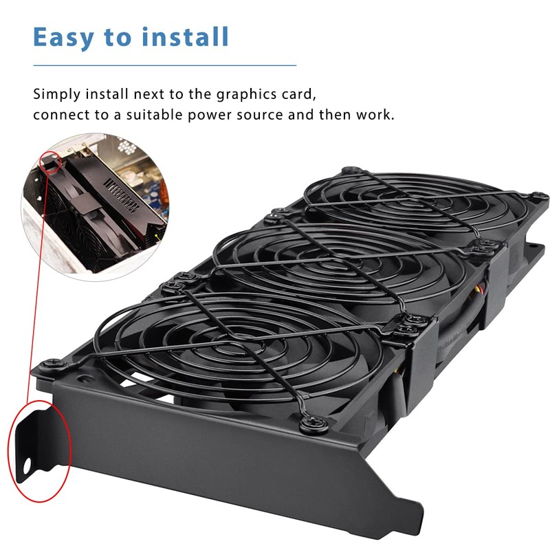 GDSTIME PCI Slot Fan 3 x 90mm 92mm Graphic Card