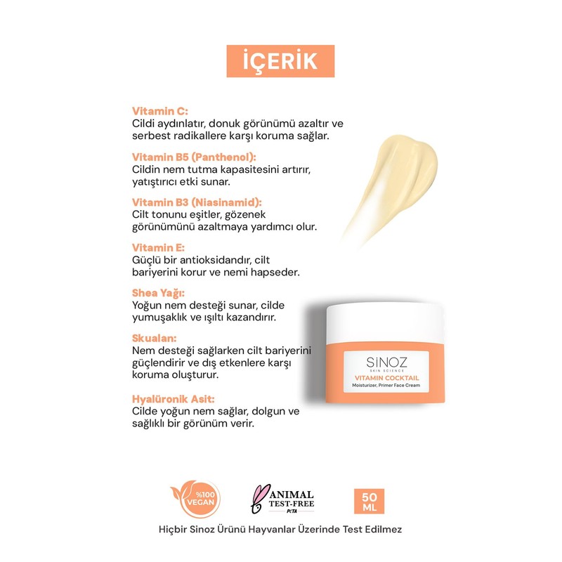 Sinoz Vitamin Cocktail-Moisturizing Nutritious Repair Face Cream (Vitamin C+ B3
