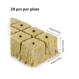OHYER 28 Pieces Rock Wool Cultivation Mat Rock Wool Cube Rock Wool Leaf Cultivation Grow Propagation Mat Bottomless Growing Hydroponics for Vegetables Cuttings Colonisation and Transplanting (4 x 4 x