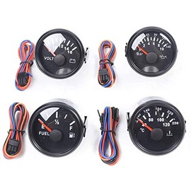 YIYIBYUS 6 Gauge Set Universal Gauge Kit GPS Speedometer 9-32V Digital LCD Speedometer Tacho Fuel Volts Water Temp for Car Truck Marine Boat Yacht Waterproof 200KM/H (Black)