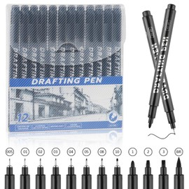 Svalor Fine Liner Pens Black,Set of 12 Art Pens,Micro Technical Drawing Pens,Waterproof Fine Liners for Sketching,Technical Drawing,Anime,Illustrations,Comic