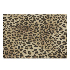 Ambesonne Leopard Print Cutting Board, Skin Pattern of a Wild Savannah Animal Powerful Panther Big Cat, Decorative Tempered Glass Cutting and Serving Board, Large Size, Brown Beige