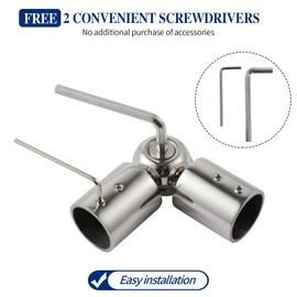 Anndason Heavy Duty Hinged Elbow Connector Curtain Rod Corner Connector Elbow Connector for 1 Inch Bay Window Curtain Rods, Silver Color, (Set of 2)