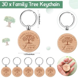 Misdary 30 Set Family Reunion Favors 30 Family Tree Keychain 30 Thank You Cards and Organza Bags Home Family Souvenir Gift