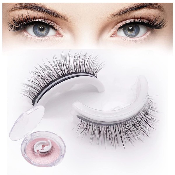 Bluemega 2 Pairs Fake Eyelashes Pestañas Autoadhesivas, Pestañas Adhesivas Reutilizables,