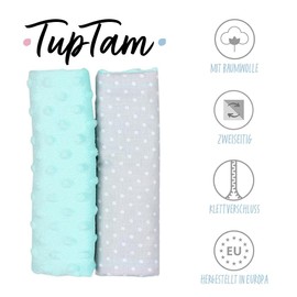 TupTam Children's Car Seat Belt Protector Pack of 2, Colour: Polka Dots White/Mint