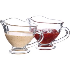 RONDURE SET OF 2 Glass Gravy Boat - 7 oz with Handle Creamer Pitcher for Dining, Sauces, Salad Dressing Home Decor