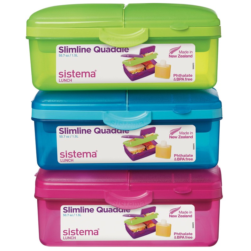 Sistema Lunch-Box PP 4 compartments with Bottle lt1,5-Assorted colors