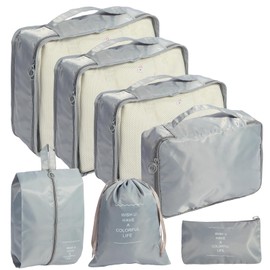 7PCS Packing Cubes for Suitcases, Travel Luggage Organizer Bags, Packing Cubes Luggage Packing Organizers for Travel Accessories, Grey