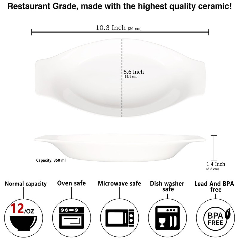 jinsongdafa 5 x 8 Inch Ceramic Oval Au Gratin Baking