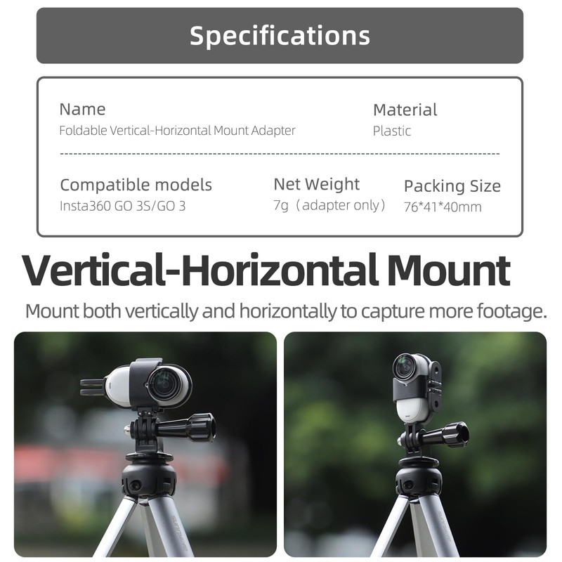 Buziba Camera Mount Adapter for Insta360 GO 3S/GO 3 Foldable
