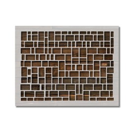 Square brick stone rectangle pattern Stencil Template Reusable for Painting on Walls, Wood, Arts and Crafts (589) - 8.5 x 11 Inches