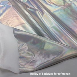 Hologram Metallic Foil Stretch Fabric Width 58 Inches(Silver Iridescent 1yard)