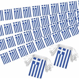 Lebei 2 Pack Greece Flag Banner String Small Mini 66 Feet 60 Pcs Greek Hanging Flags Decoration