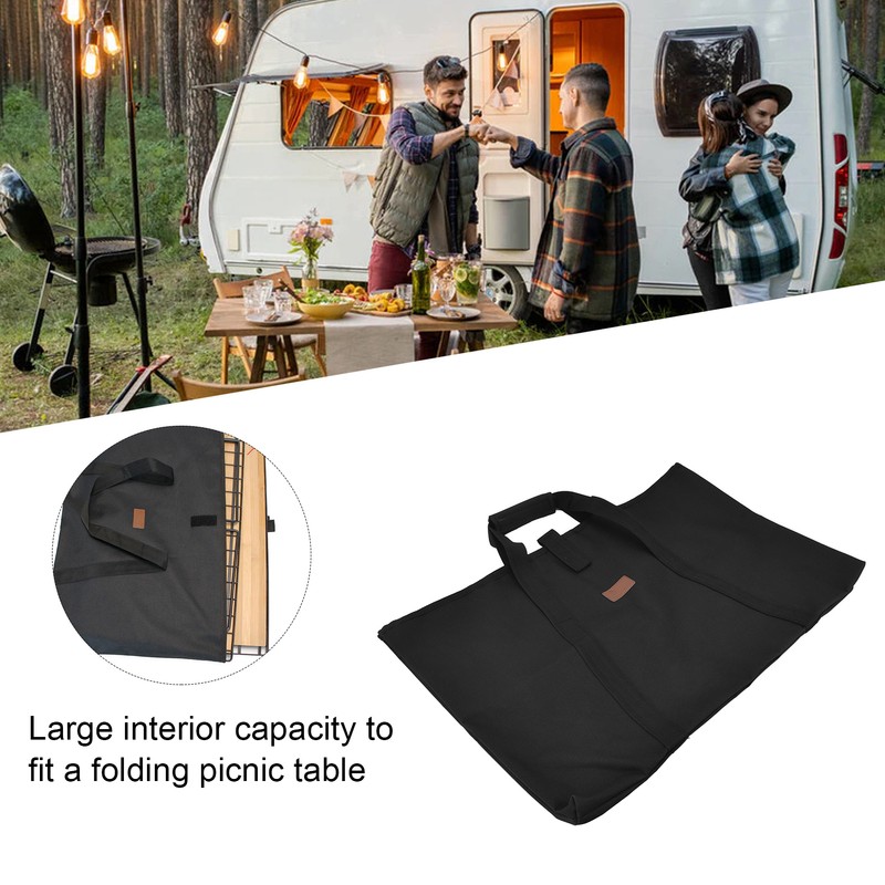 Folding Table Storage Bag Sponge Interlayer Waterproof Oxford Cloth Black
