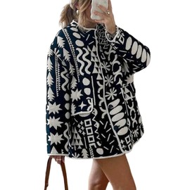 Yimoon Womens Quilted Jacket Lightweight Floral Print Padded Puffer Coat Button Down Puffy Cardigan Outwear(Navy-S)