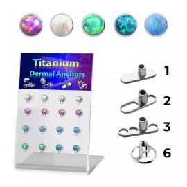 Luxe Modz Wholesale L-stand Opal Top 32Pk 16 Base 16 Top Titanium Implant Dermal Anchor - 2 mm, 6 in picture