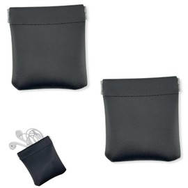 Set of 2 Mini PU Leather Wallet - Key Bag & Coin Case for Men, Compact & Durable - Ideal for Coins, Keys, Headphones - with Snap Closure