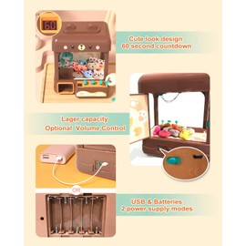 cxjoigxi Large Claw Machine for Kids Adults with Prizes, Adjustable Sound & Light, Mini Vending Machine for Girls Boys, Electronic Arcade Crane Game, Candy Dispenser Toy for Party Birthday Gifts, Bear