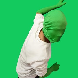 BOLLUMA Photography Chromakey Green Gloves and Hood, Invisible Effect Background Green Screen Gloves for Photo Studio Video Special Effect Live Streaming