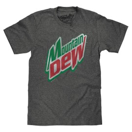 Tee Luv Men's Mountain Dew Shirt - Distressed Mt Dew Soda Logo T-Shirt, Graphite Heather, XXL