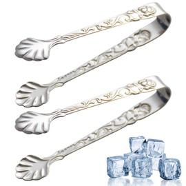 2 Pcs Stainless Steel Sugar Tongs - Heat Resistant Mini Serving Tongs for Appetizers, Ice, Tea Party, Coffee, Food, Cooking, Salad, Grilling - U-Shaped Kitchen Tongs - Silver
