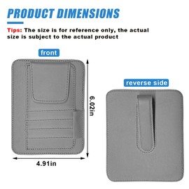 Small Leather Car Sun Visor Organizer - Multifunctional Car Interior Sunglass Holder Auto Visor Document Holder - Auto Card Sleeve Pocket Pouch Organizer for Driving License Registration Pen (Grey)