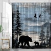 Rustic Forest Bear Shower Curtain Cabin Farmhouse Animal 70x70 inch