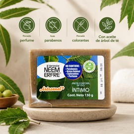 bienestar NEEM ERFRE Jabon Intimo o piel muy sensible Corporal de Hoja de Neem- Artesanal Vegano Natural Tea TREE Aceite Oliva- Sin Parabenos Petrolatos Grasa Animal (Paq- de 3)