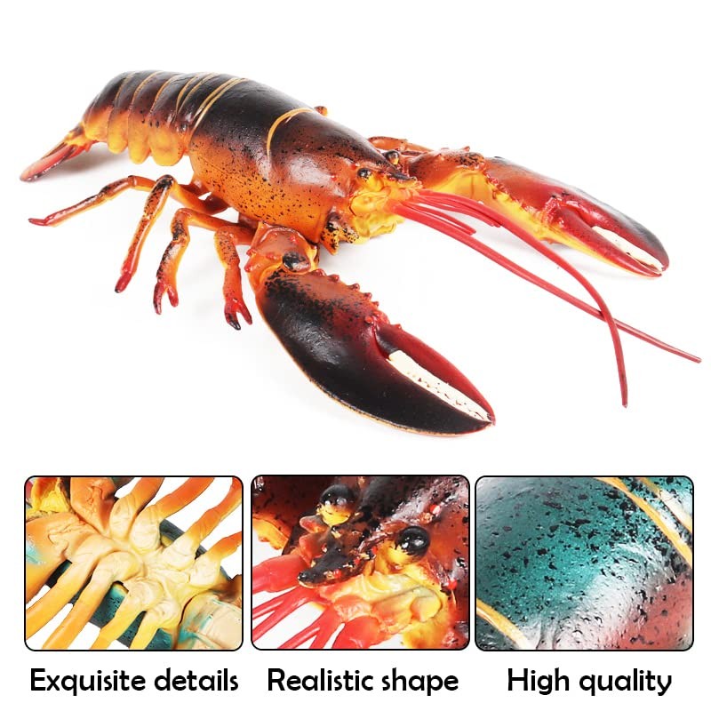 Hiawbon 13 Inch Realistic Lobster Figure - Plastic Lobster Figurine