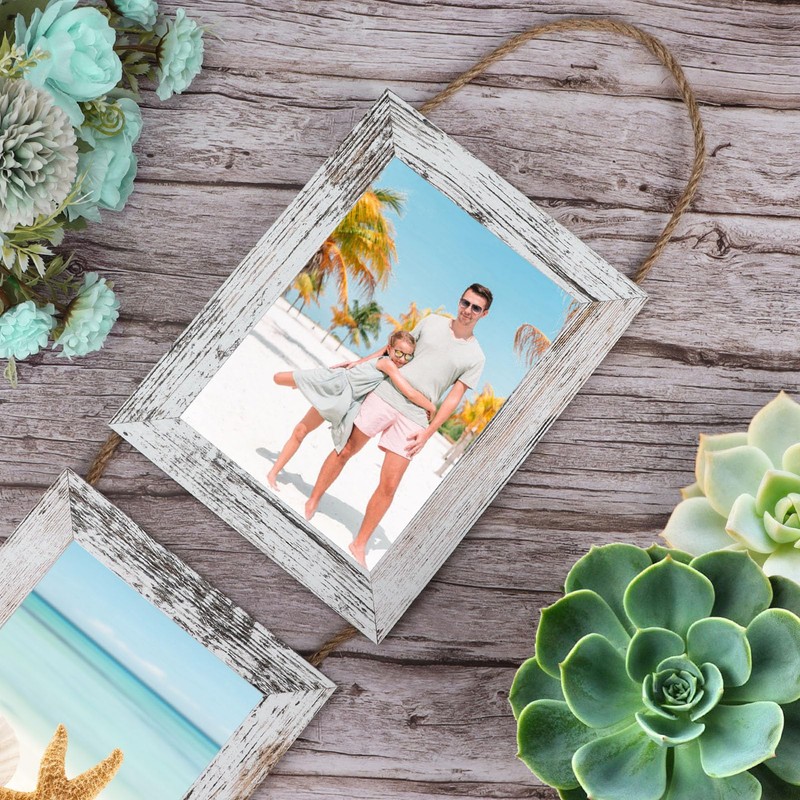 QUTREY 5x7 Collage Picture Frames, 6 Openings Hanging Photo Frame