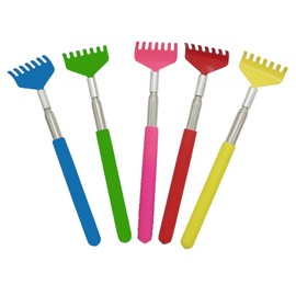 Pack of 5 Back Scratchers, Portable Back Scraper, Extendable Back Scratcher, Manual Back Scratcher, Telescopic Metal Back Scratcher for Head, Back, Leg and Other Tickling Massages, with Soft Rubber