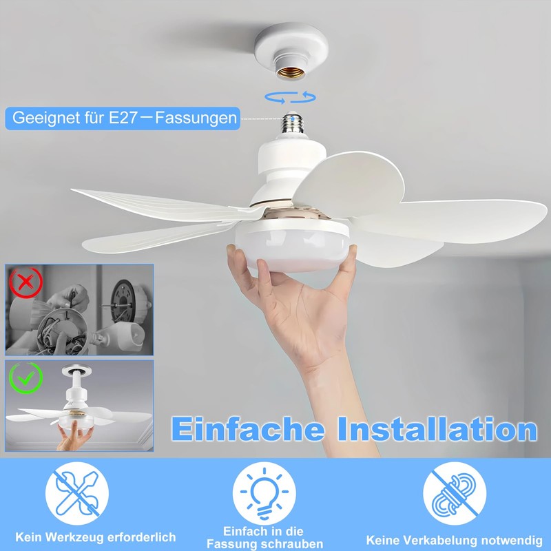 DBFAIRY Ceiling Fan with Lighting, Ceiling Fan with Dimmable Light