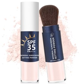 Mineral Sunscreen Setting Powder, SPF 35 for Face Oil Control Long Lasting Mineral Brush Powder Natural Translucent Powder Matte Finish Makeup for All Skin (01 Translucent)