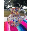 Mexican Hand Blown Glass Pitcher – Confetti Rock Design (84