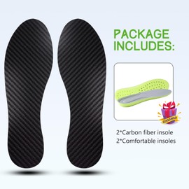 Plantilla de fibra de carbono para hombres y mujeres, inserto de placa de pie de fibra de carbono, soporte rígido para extensión de morton Hallux Rigidus Puntera rota (longitud de la plantilla 255 mm,
