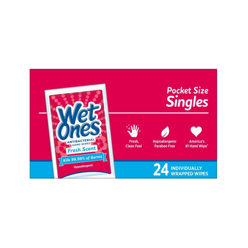 Wet Ones Singles Antibacterial Cleansing Wipes - 1 Box of