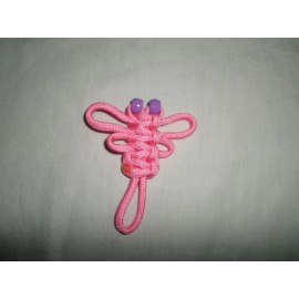 Unbranded Pink Dragonfly Paracord Keychain or Zipper Pull Pink with Purple Beads