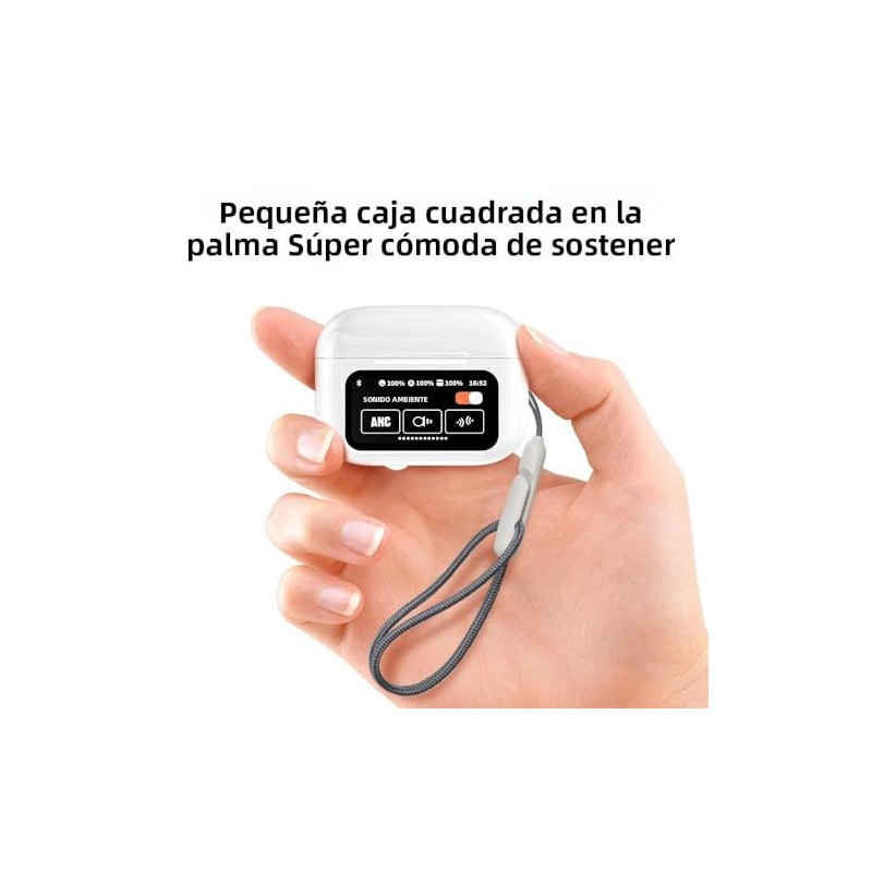 Auriculares Inalámbricos Bluetooth con Cancelación de Ruido, Blancos, Control Táctil,