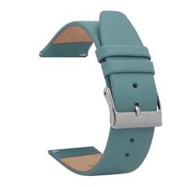Quick Release Womens Leather 12mm Watch Band - Baby Blue - Classic - Slim Replacement 12mm Watch Strap for Classic and Smart Watch Bands - Silver Buckle - 12 mm