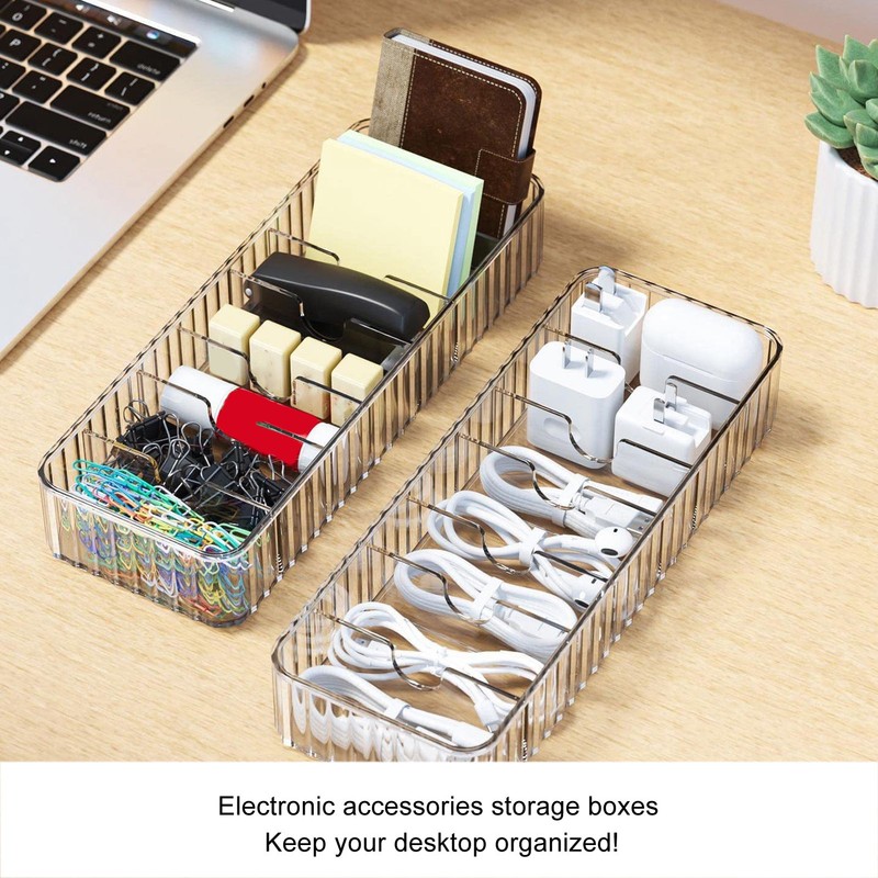 2pcs Cable Management Box with 20 Wire Ties Stackable Clear