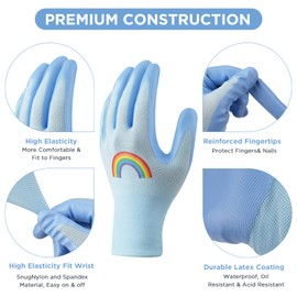 XYXNZL 3 Pairs Medium Garden Gloves for Women & Men - Breathable Rubber Coated Work Gloves for Weeding, Planting, Lawn, Yard Work (Bright Colors)