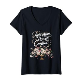 Womens Florist Reception Flower Curator Elegant V-Neck T-Shirt