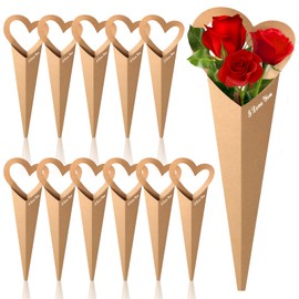 Bakbania Flower Bouquet Bags 20 Pcs Single Flower Paper Sleeves Love Floral Wrapping Gift Boxes 18.5x7.1 Inch Floral Gift Bags for Florist Packaging Supplies